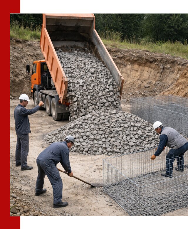Камень для габионов с доставкой в Чебаркуле быстро и надёжно