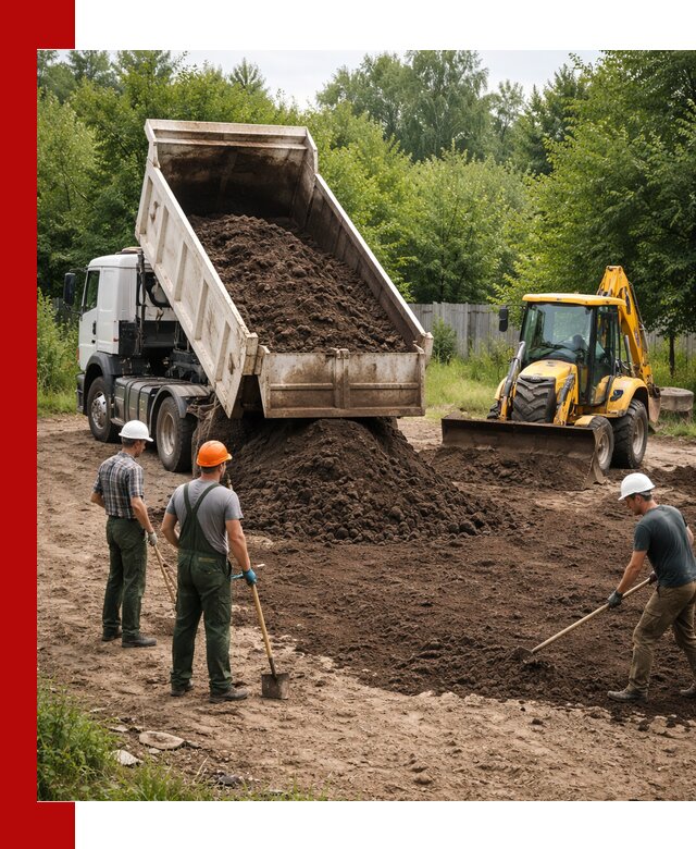 Доставка и укладка грунта для выравнивания участка в Чебаркуле