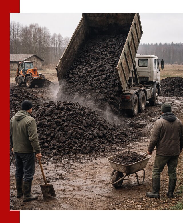 Доставка низинного торфа с разгрузкой и доставкой в Чебаркуле