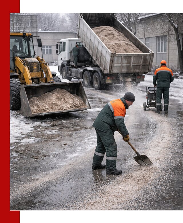Реагент против гололеда с доставкой и нанесением в Чебаркуле