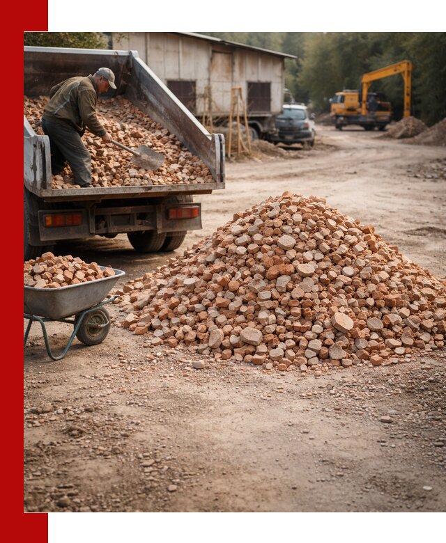 Доставка и подушка из боя кирпича с разгрузкой в Чебаркуле