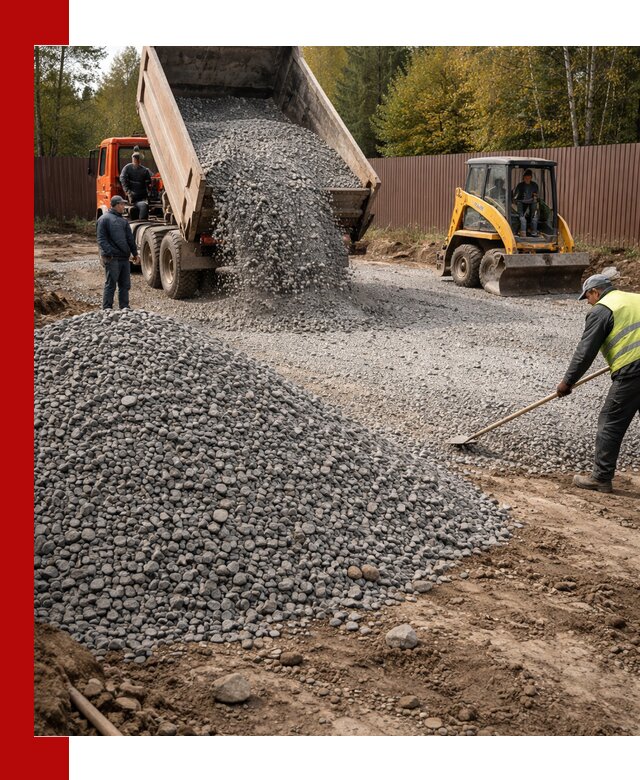 Отсыпка участка щебнем с доставкой и уплотнением в Чебаркуле